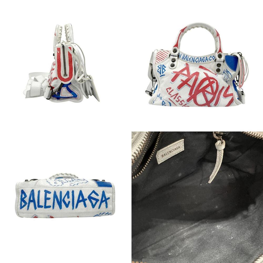 Balenciaga Classic City Leather Shoulder Bag White Multicolor - Picture 2 of 4